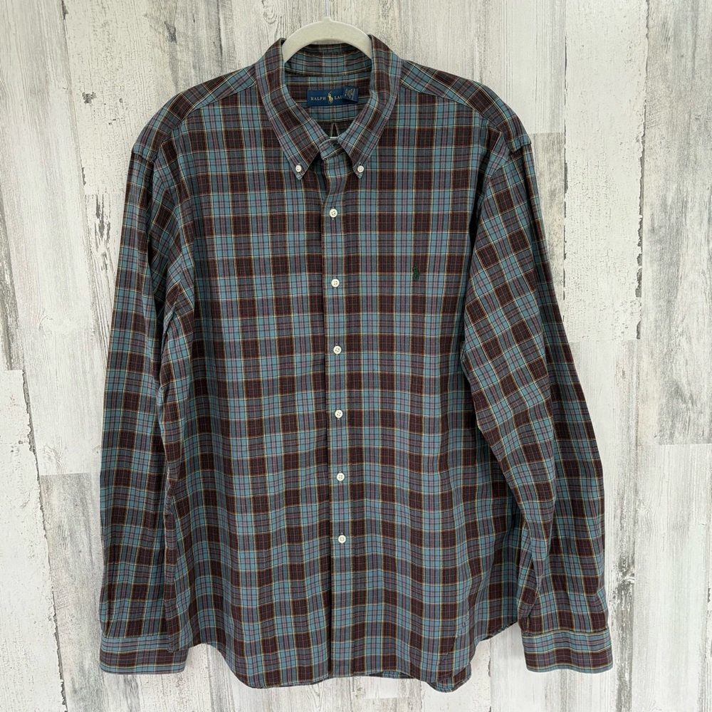 Ralph Lauren Men’s Plaid Casual Button Down Shirt Size XXL 100% Cotton